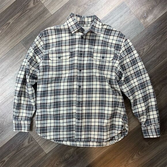 Jachs Men's Gray Plaid Flannel Button-Up Shirt Size L Long Sleeve - Picture 1 of 8